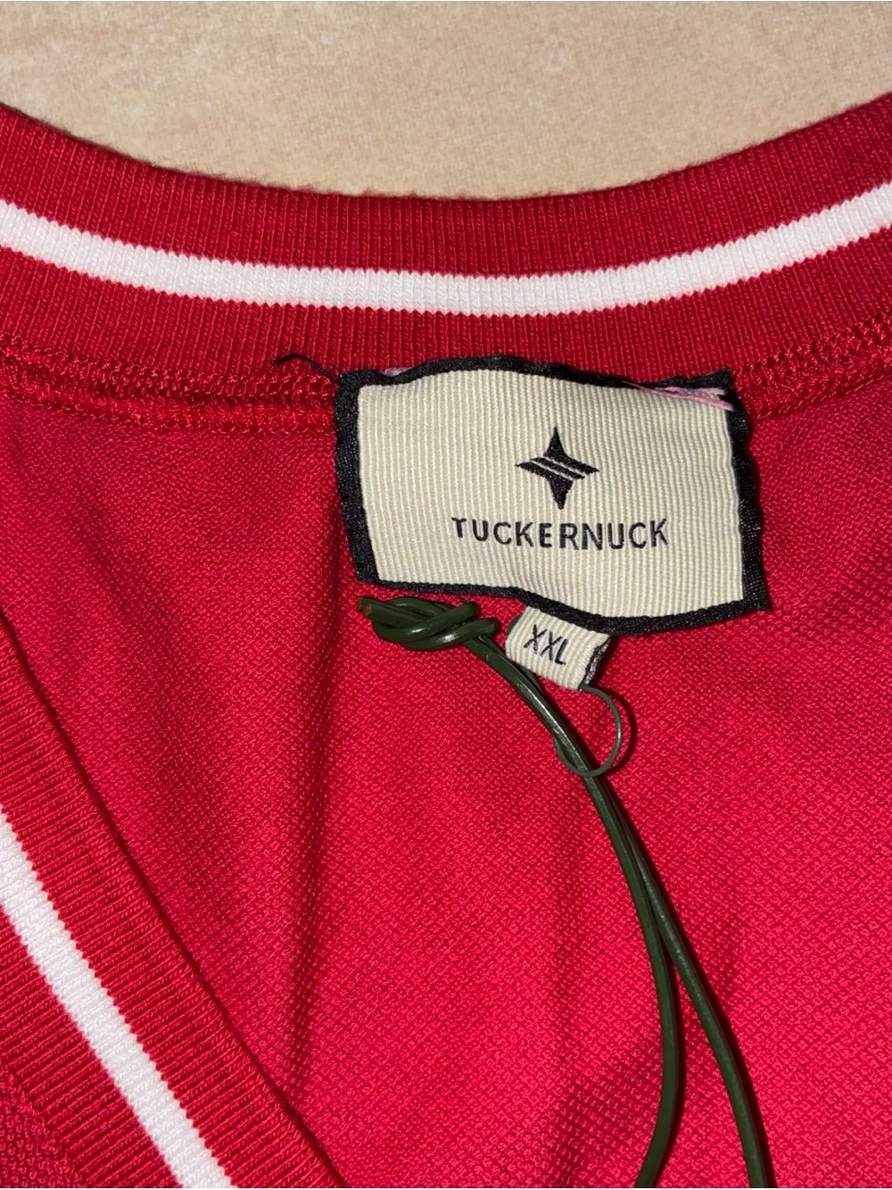 Tuckernuck Red Sleeveless V-Neck Midi Dress Red with White Trim XXL